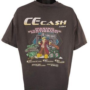Vintage CE Cash T Shirt Mens Size XL Black Y2K Making Webmasters Millions Tech